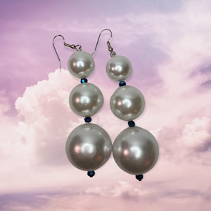 Large Graduated Faux Pearl Drop Earrings