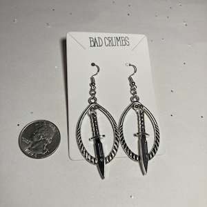 Knife or Axe Silver Dangle Earrings
