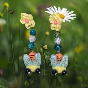 Puces d&#39;oreilles florales insectes : boucles d&#39;oreilles fleurs en acier inoxydable