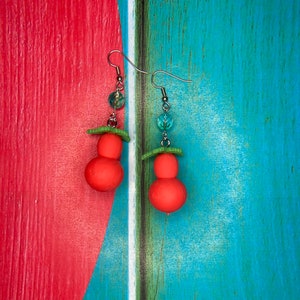 Dangling Red Mystery Fruit Earrings