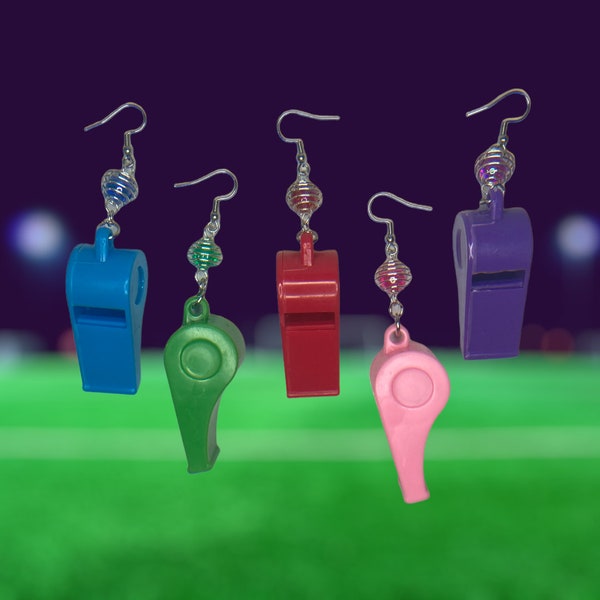 Real Working Whistle Dangle Earrings - Choose Your Color!