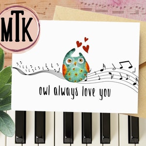 Leuke Valentijnsdagkaart | "Owl Always Love You"-bericht voor een speciaal iemand, BFF, vriend, vriendin | Directe download