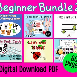 Activités amusantes de leçon de piano, Flashcards de note de musique, Jeu de bingo au piano, Jeu de cartes assorti et grand jeu de papier pour le personnel | Ensemble de piano pour débutants