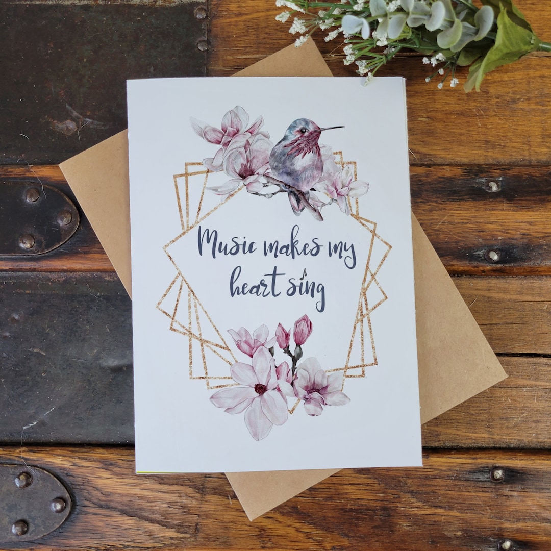 Digital Download Blank Note Card With Hummingbird, Magnolia Flowers ...