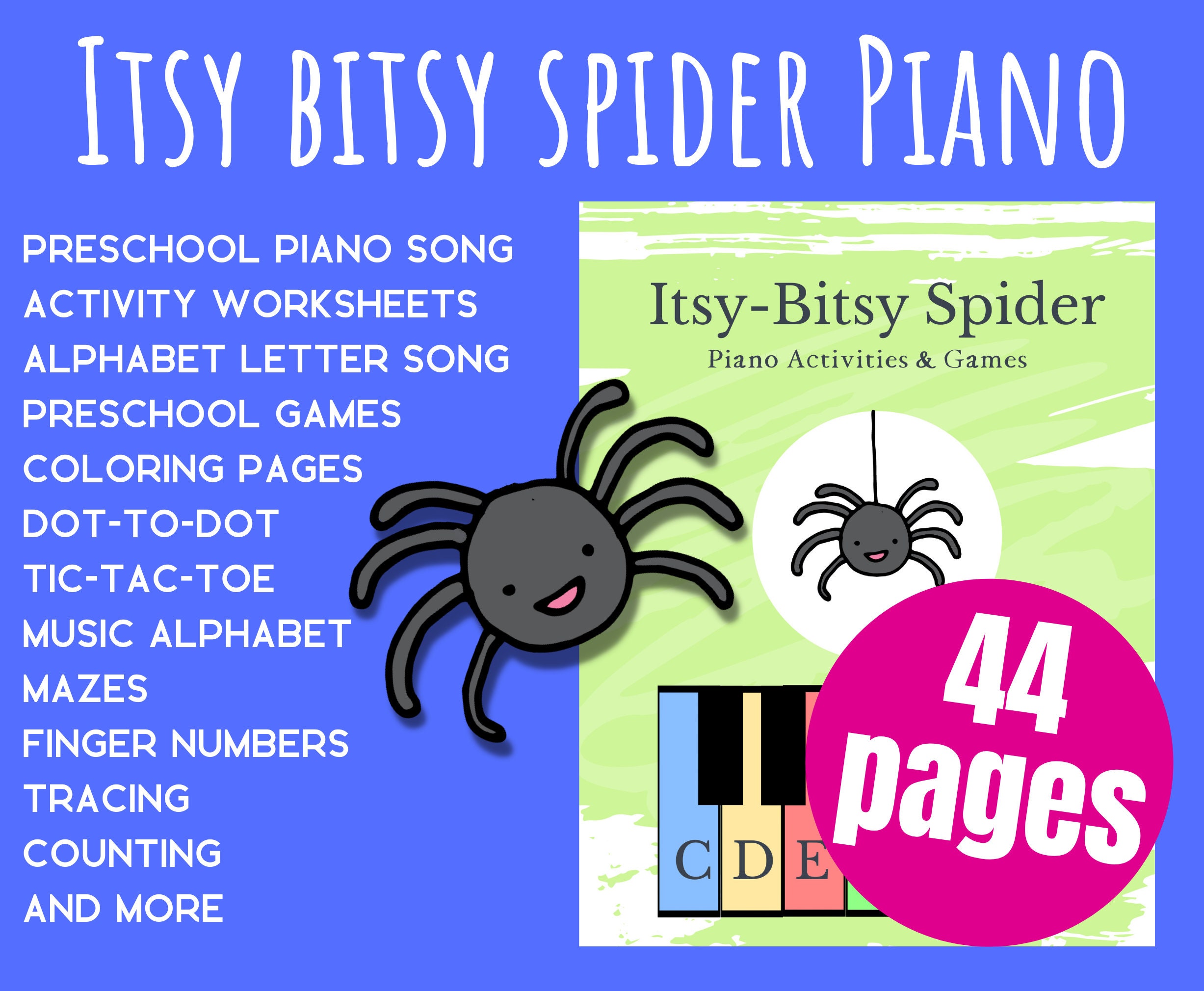 Itsy Bitsy Spider, Nursery Rhymes, Piano, Sheet Music  Piano songs for  beginners, Beginner piano music, Piano music lessons