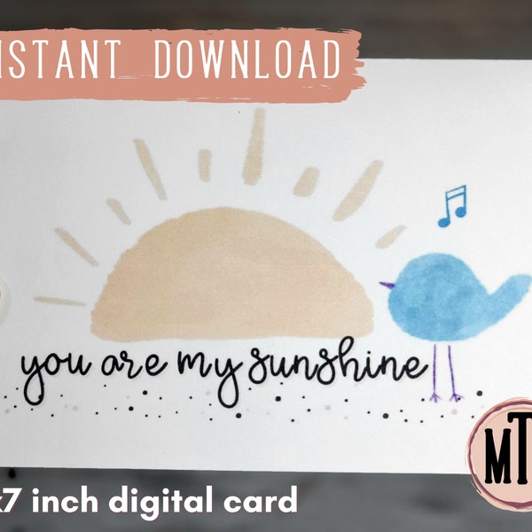 You Are My Sunshine Music Note Card | Thinking of You Greeting Card | Blank Inside | Thank You Card | Friendship, Encouragement, Joy, Love