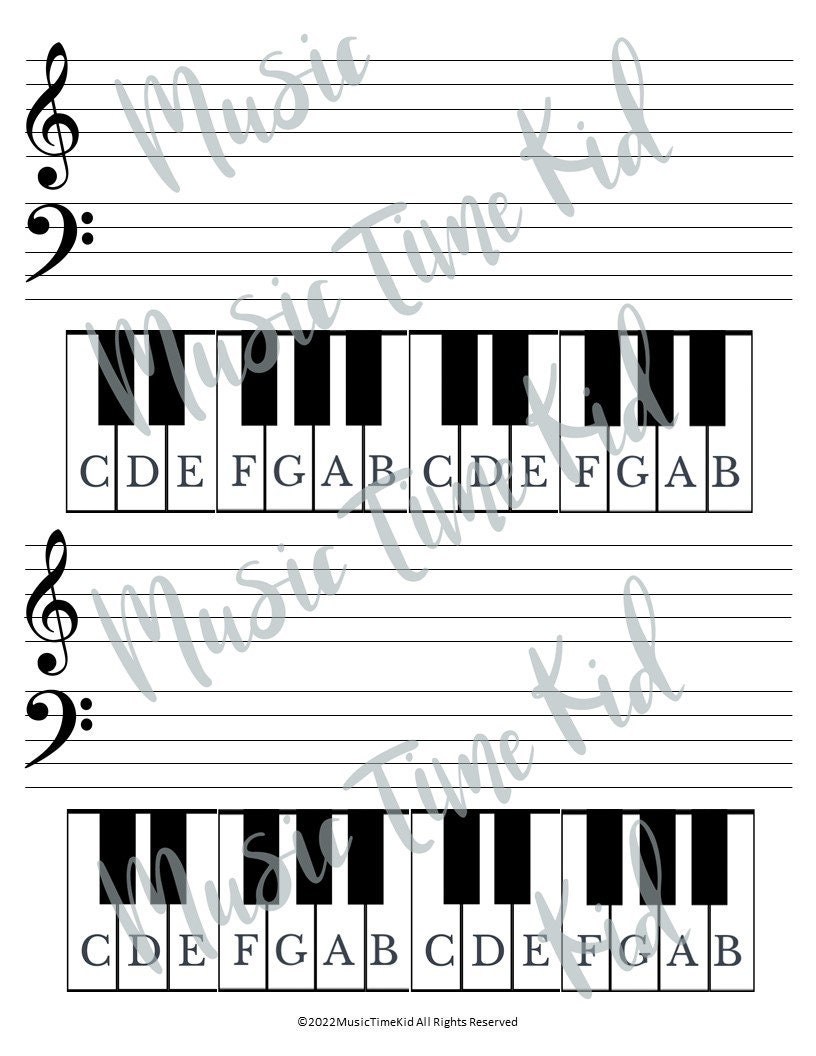 Piano Keyboard Music Staff Paper Printable for the Young Beginner Piano ...