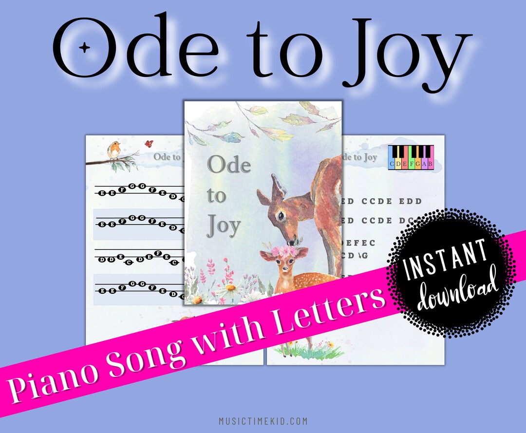 Ode to Joy Easy Piano Song With Music Alphabet Letters | Preschool Piano Printable Digital ...