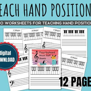 Piano Practice Keyboards and Music Staff Printable for Teaching Hand Positions