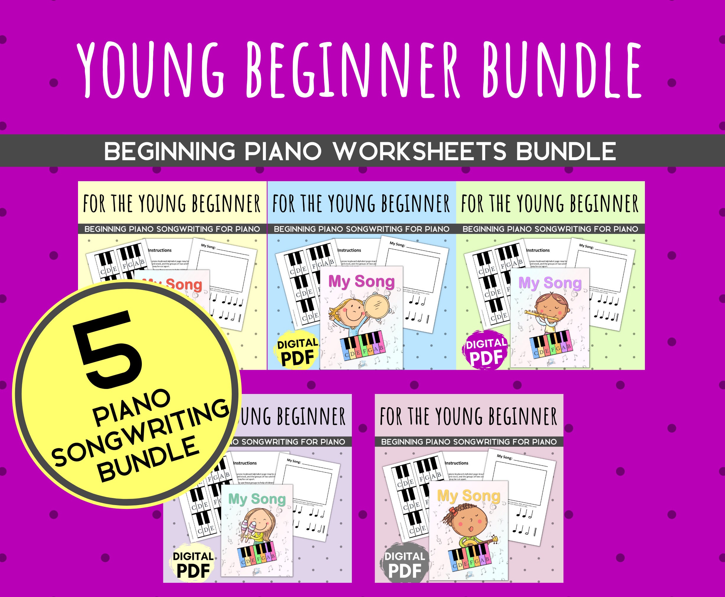 Piano Printables For Beginner Piano Lessons BUNDLE Creative Etsy