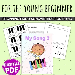 Songwriting Piano Worksheet | Preschool Printable for Beginner Piano Lessons | Digital Download