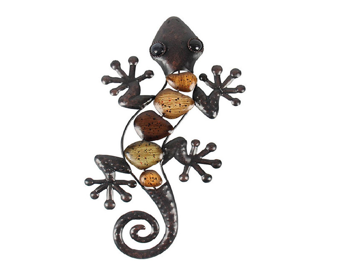 large gecko garden wall art