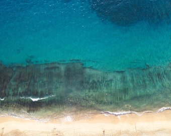 Aerial beach photography, ocean print of Hawai'i - Pā'ū