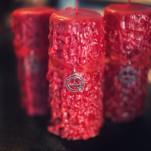 Lilith Ritual Pillar Candle: Soy Wax with Sigil Pendant
