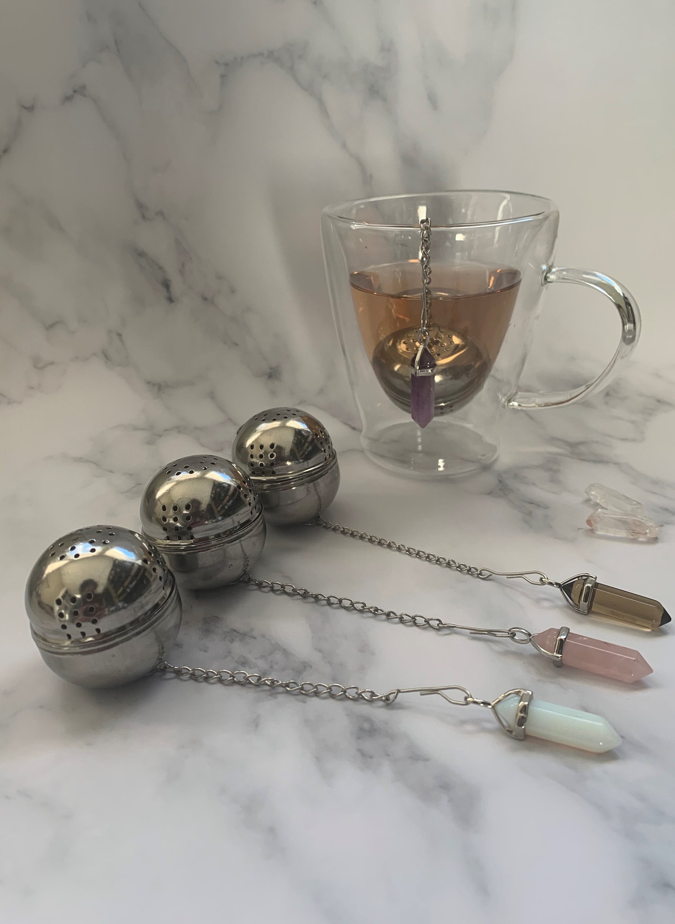 Gemstone Crystal Tea Infuser Crystal Tea Strainer Loose Leaf Etsy