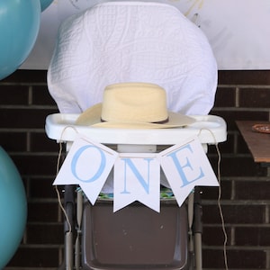 Printable ONE High Chair Banner | Baby Boy 1st Birthday Banner