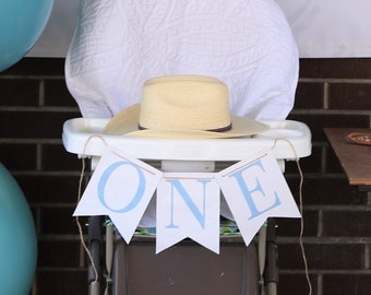 Printable ONE High Chair Banner | Baby Boy 1st Birthday Banner