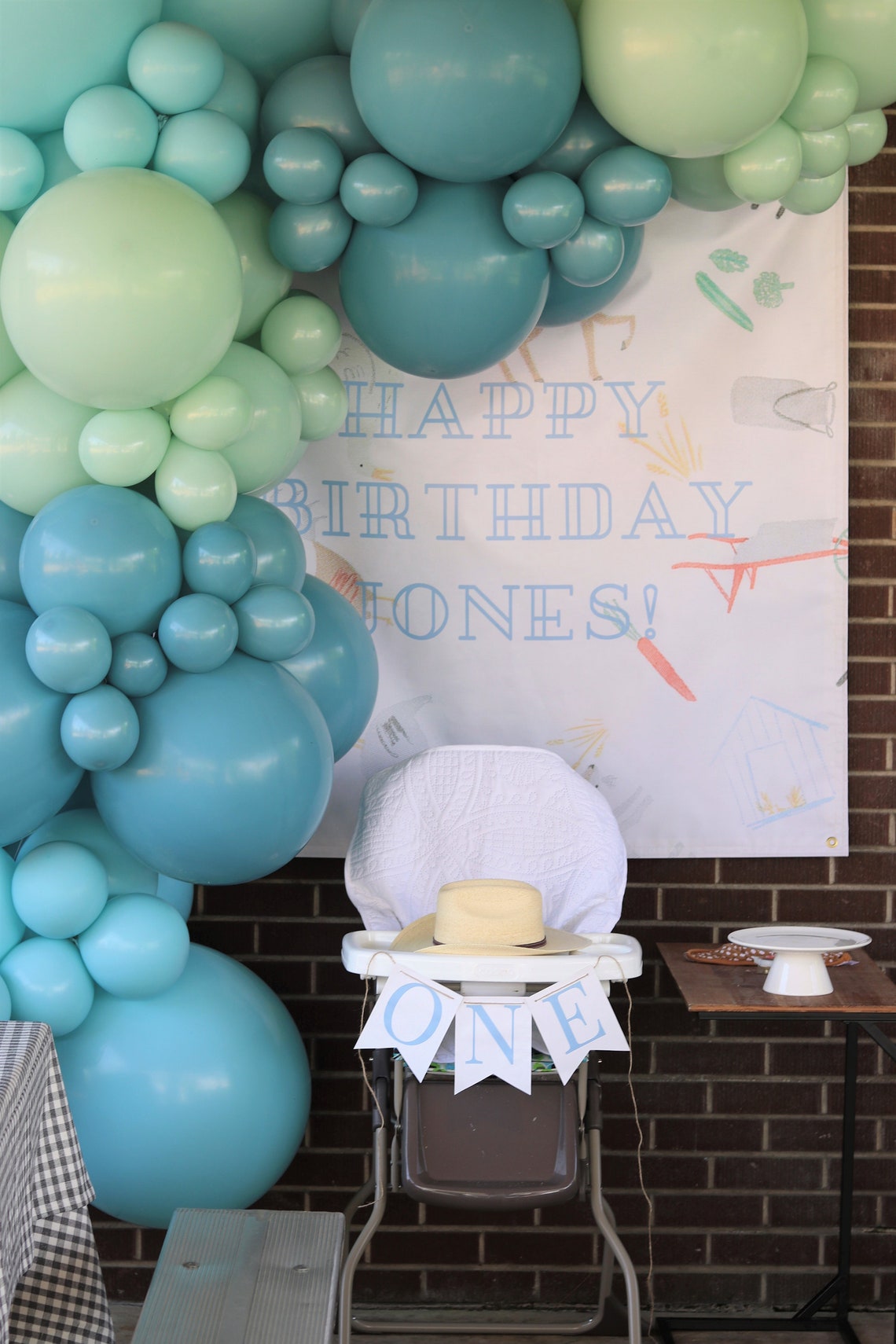 Printable ONE High Chair Banner Baby Boy 1st Birthday Banner Etsy