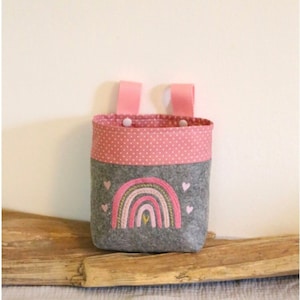 Lenkertasche Laufradtasche Fahrradtasche Dreirad Roller Puppenwagen Puky Utensilo Junge Mädchen Kinder Filz personalisiert Regenbogen Herz