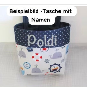 Lenkertasche Laufradtasche Fahrradtasche Dreirad Roller Puppenwagen Puky Utensilo Kinder Filz personalisiert Einhorn Regenbogen Trecker Dino Bild 2