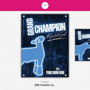 Personalized Vinyl Livestock Show Banner | Custom Stock Show Poster for Steer, Heifer, Goat, Lamb, Pig, Sheep & Hog | Award Ribbon Design