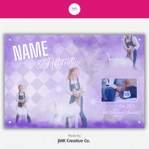 Personalized Vinyl Livestock Show Banner | Custom Stock Show Poster for Steer, Heifer, Goat, Lamb, Pig, Sheep & Hog | Award Ribbon Design