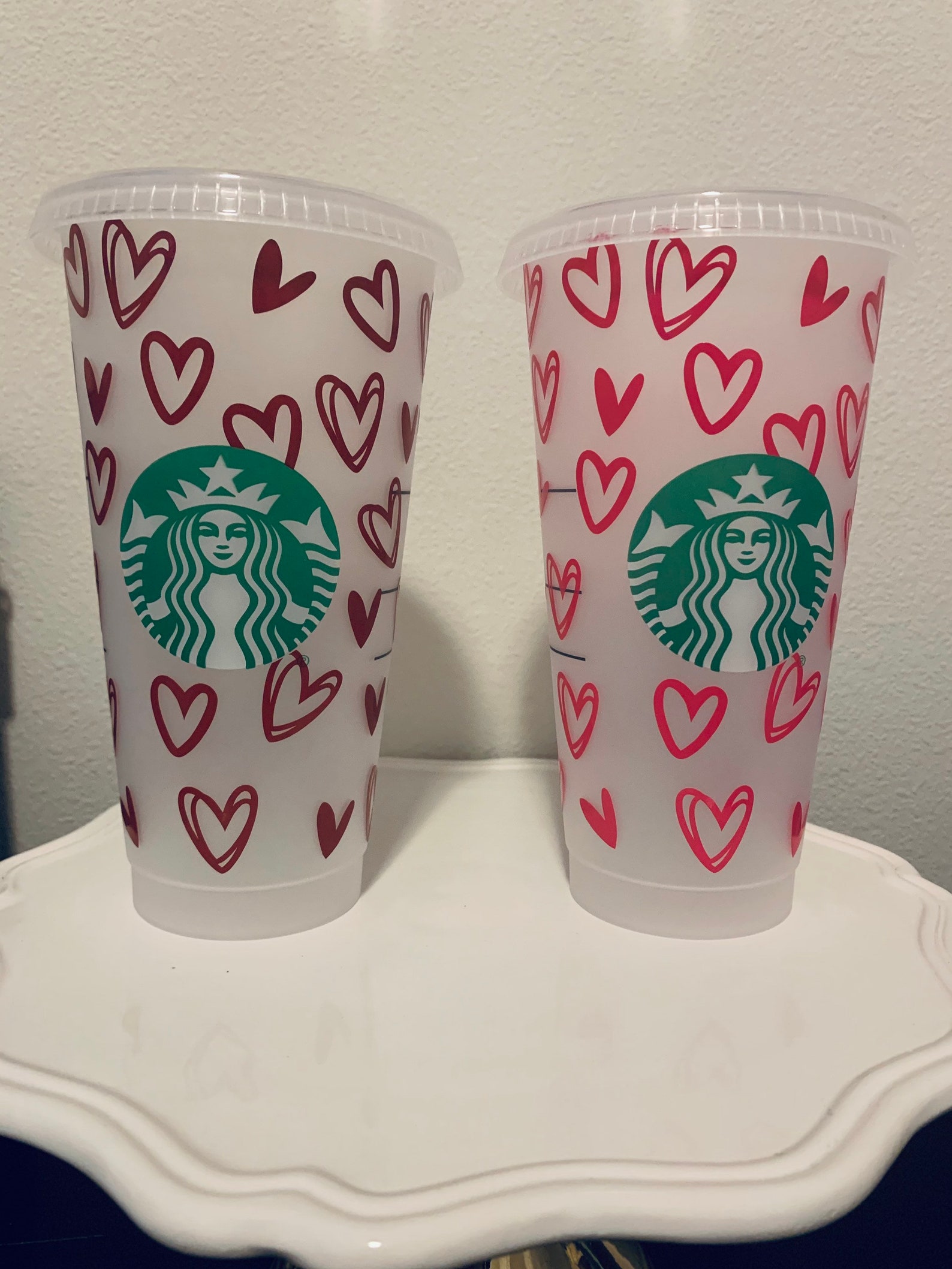 Custom Heart Starbucks tumbler heart print Reusable 24oz Etsy
