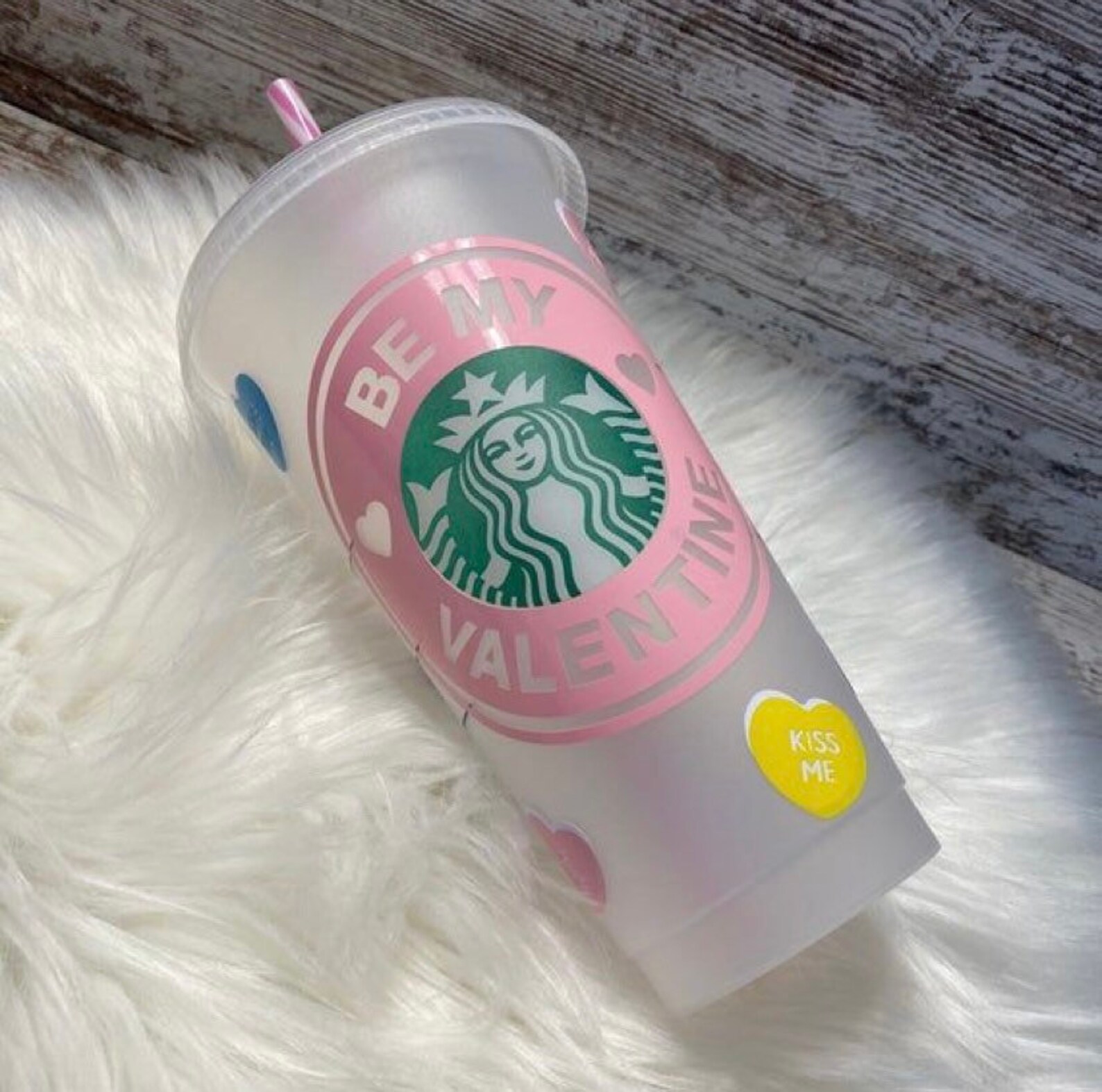 Custom Heart Starbucks tumbler heart print Reusable 24oz Etsy