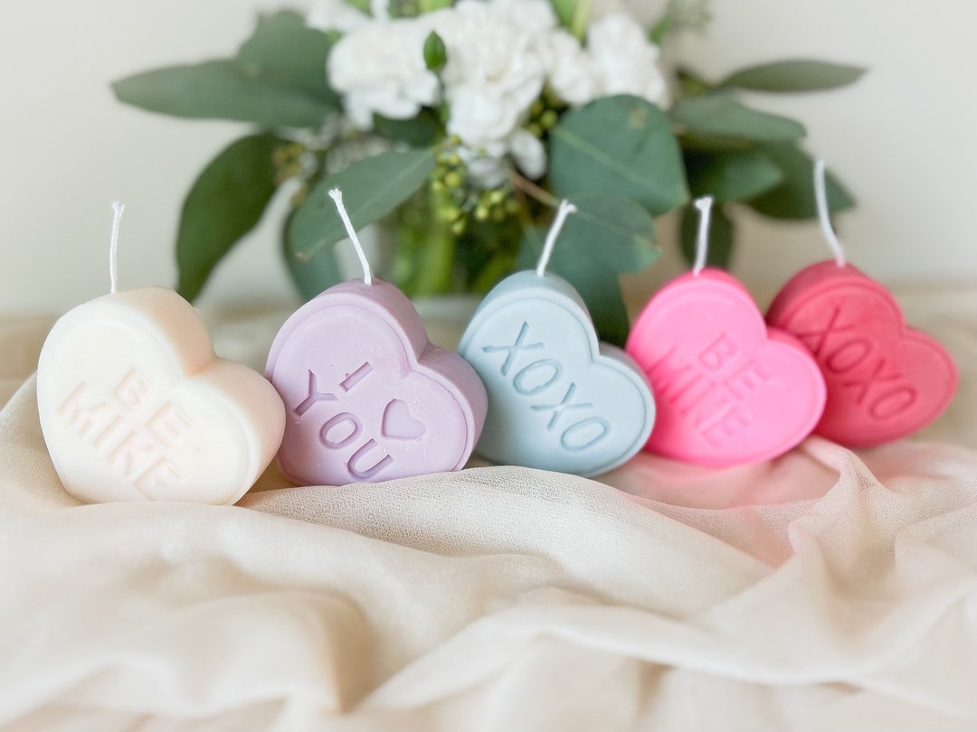 Conversation Heart Candle, XOXO, I Heart You, Small Valentines Day Gift