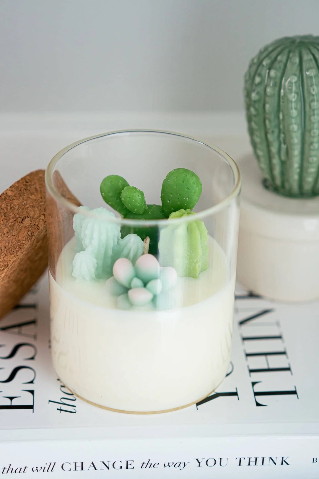 Succulent Cacti Candle, Succulent Cacti Terrarium Garden Gift, Cactus Blossom Scent,candle for