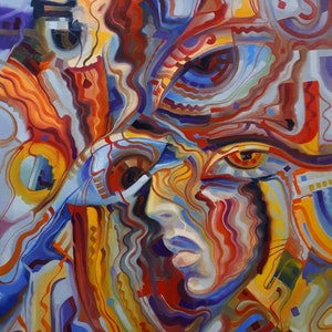 Psychedelic, Original Oil Painting, Original Canvas Art, Fine Art, Living Room Wall Art, Colorful Canvas Art