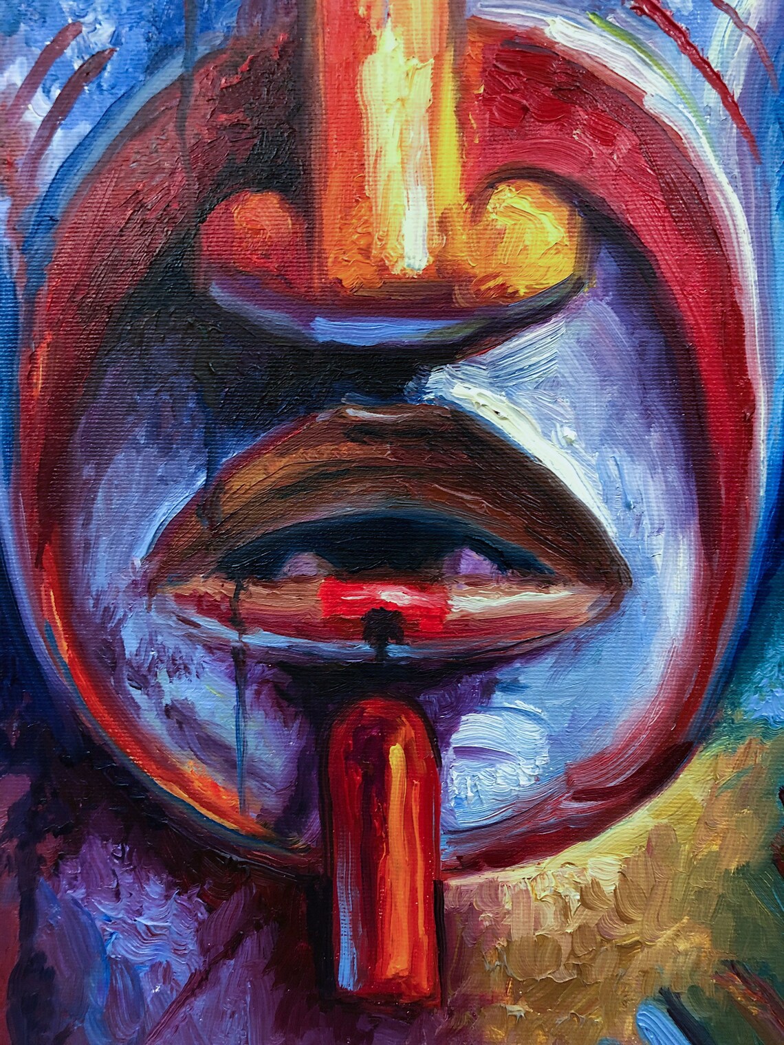 Bunte Maske des Tribal Schamanen Original Ölgemälde Original | Etsy