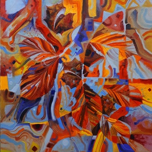 October Chestnuts Original Oil Painting, Autumn Landscape Canvas Art (31.5x27.6 inch)