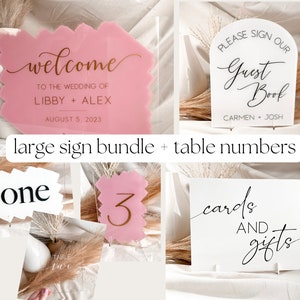 Large Wedding Welcome Sign Bundle + Table Numbers | Wedding Decor