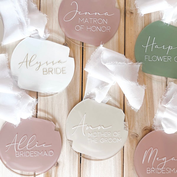 Acrylic Bridal Wedding Hanger Tags with Titles | Bridal Party Tags | Groomsmen Tags