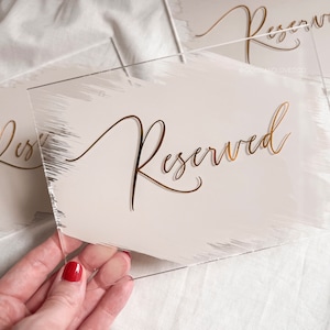 Acrylic Reserved Table Sign | Wedding/Event Decor