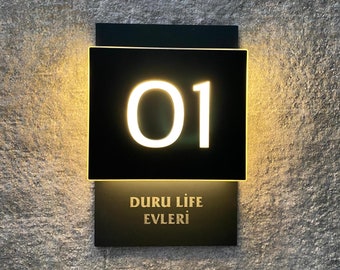 Illuminated LED Custom Indoor Logo Engraved Door Number Sign, Hotel Sign, For Hotels