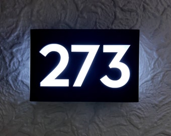 Illuminated LED Custom Bold Door Number Sign - 7" x 4.7"