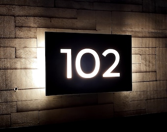 Illuminated LED Custom Door Number Sign, House Sign, Home Sign, Hotel Sign, Office Sign, Room Sign