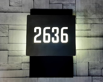 Illuminated LED Custom Indoor Vertical Door Number Sign, For Hotels - 4.5" x 7"