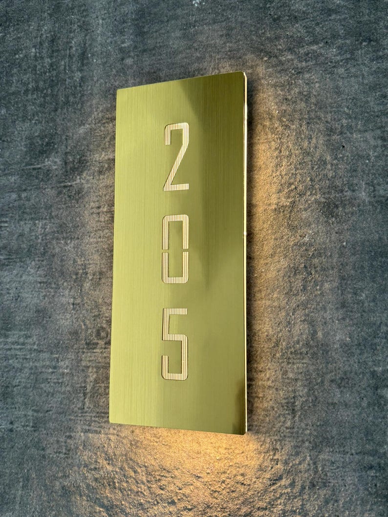 Illuminated LED Custom Gold Number Sign, Door Sign, Hotel Sign, Hotel ...