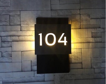 Illuminated LED Custom Indoor Door Number Sign, For Hotels - 4.5" x 7"