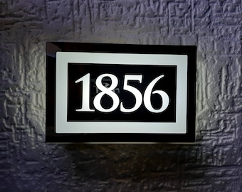 Illuminated LED Custom Indoor Mirrored Door Sign, For Boutique Hotels - 7" x 4.7"