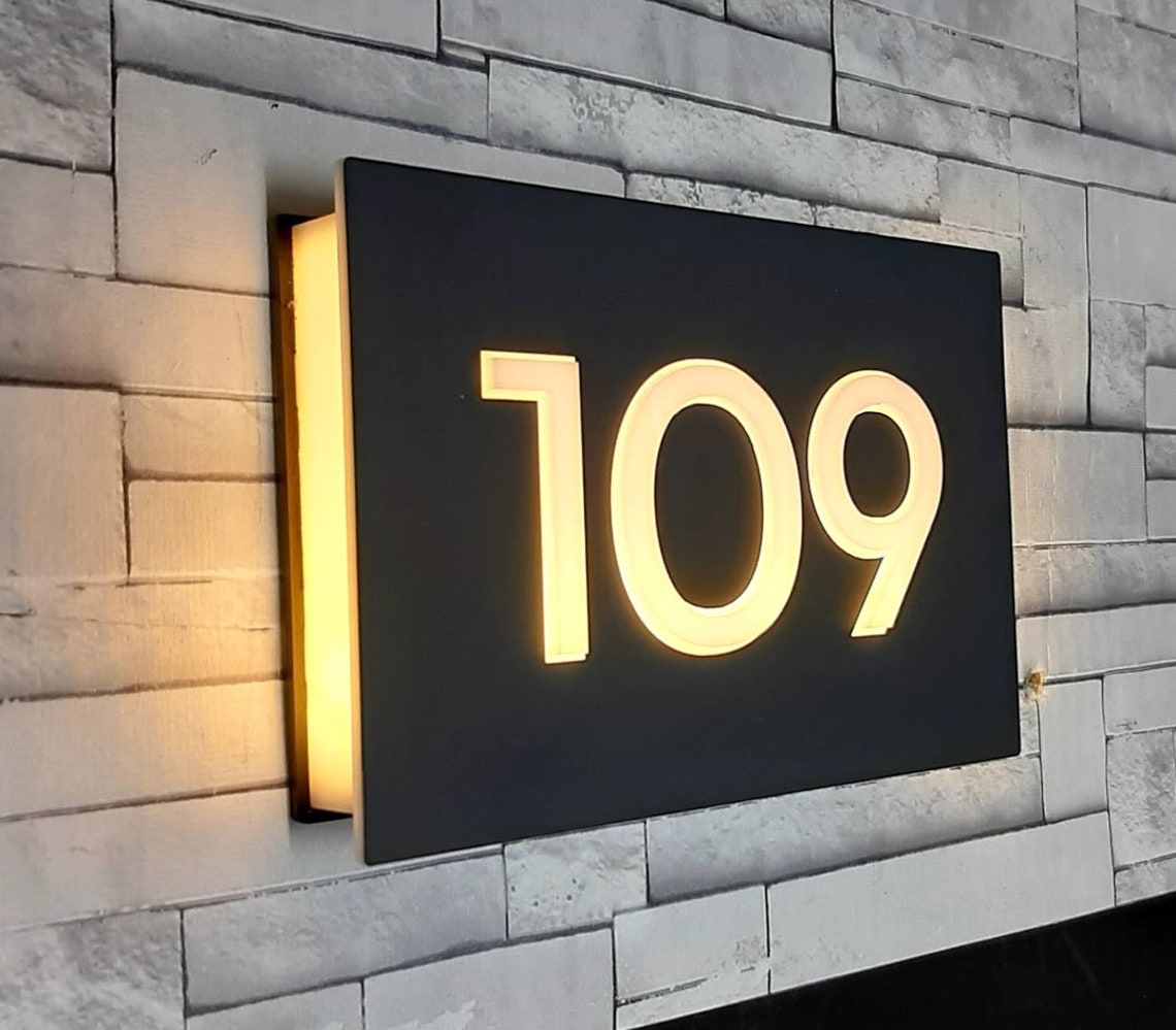 Light Box Illuminated Address Number Led Door Number Etsy