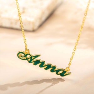 Collar con nombre de color personalizado, joyería de mujer de latón/plata de ley 925, regalo de cumpleaños/aniversario/Día de la madre para amante/mamá/abuela/amiga