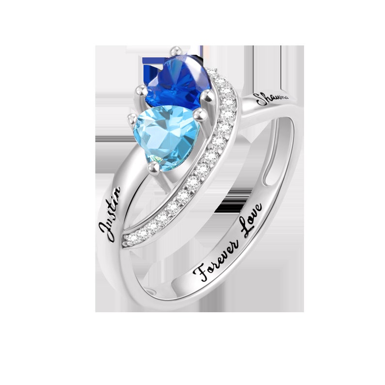 Customizable Promise Rings Personalized Promise Rings, Custom Name Rings With 2 Birthstones ...