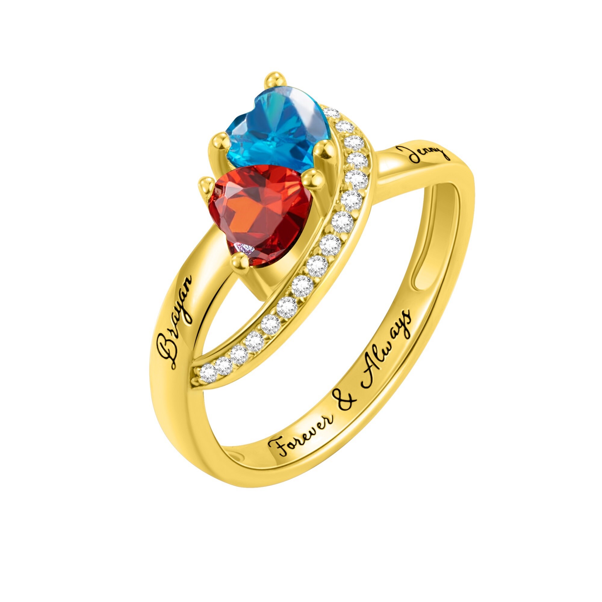 Customizable Promise Rings Personalized Promise Rings, Custom Name Rings With 2 Birthstones ...