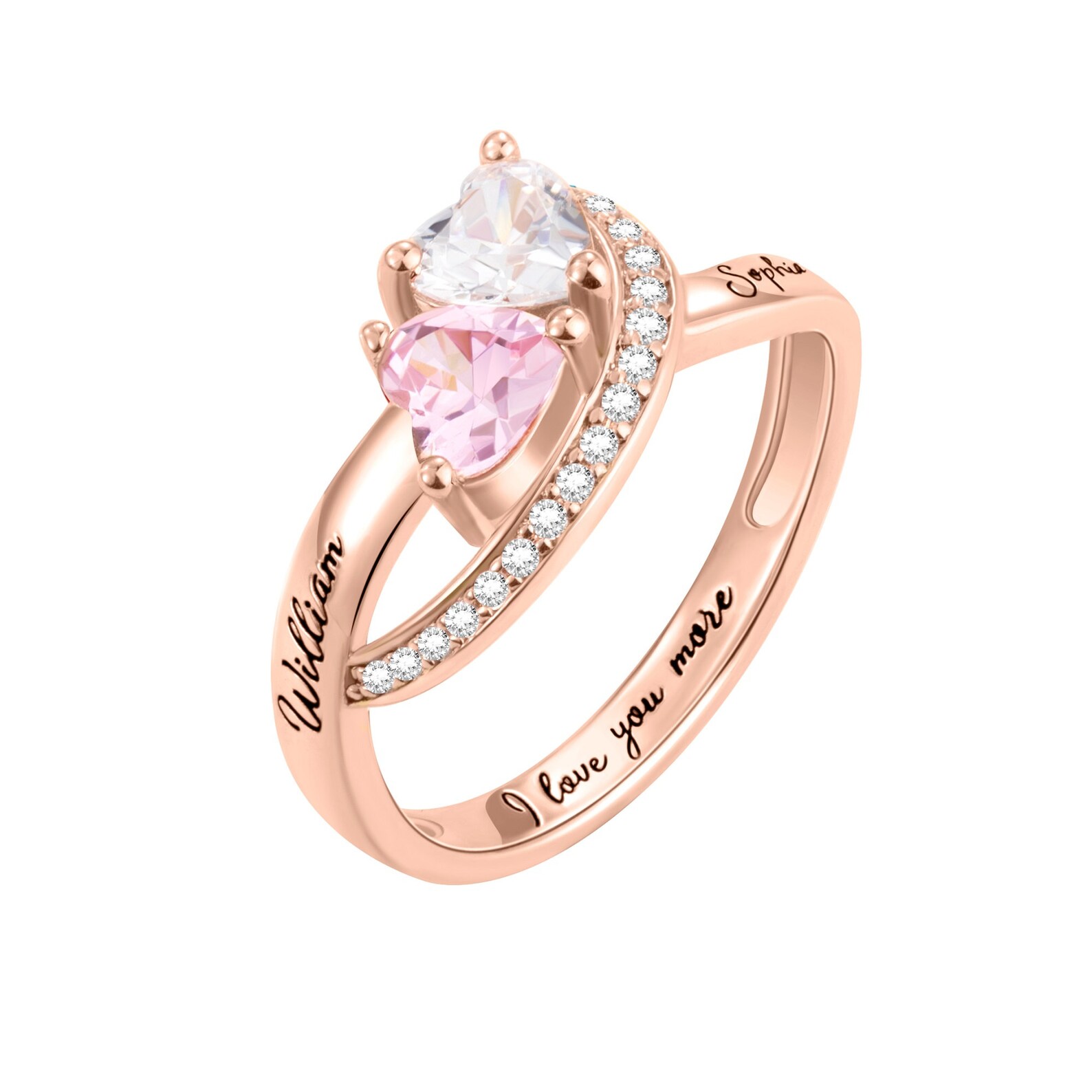 Customizable Promise Rings Personalized Promise Rings, Custom Name Rings With 2 Birthstones ...