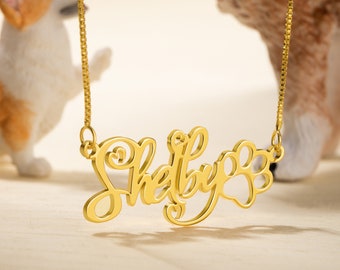 Personalized Name Necklace with Paw, Dog Paw Necklace, Memorial Jewelry for Pet Loss, Keepsake Gift for Family/Pet Lovers/Dog Mom/Dog Dad