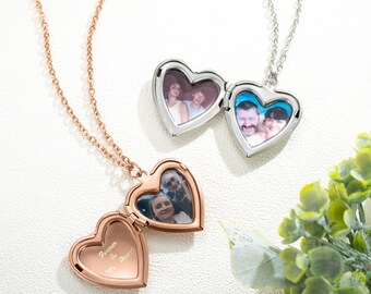 Personalized Heart Locket Necklace with Butterfly, Heart Necklace with Photo, Dainty Necklace, Keepsake Photo Necklace, Mother's Day Gift